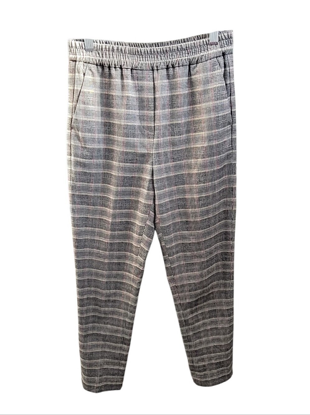 Sunday Best Plaid Pull-On Pants Gray Red Black Size XS